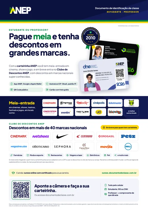 Cartaz carteirinha + Clube de Descontos
